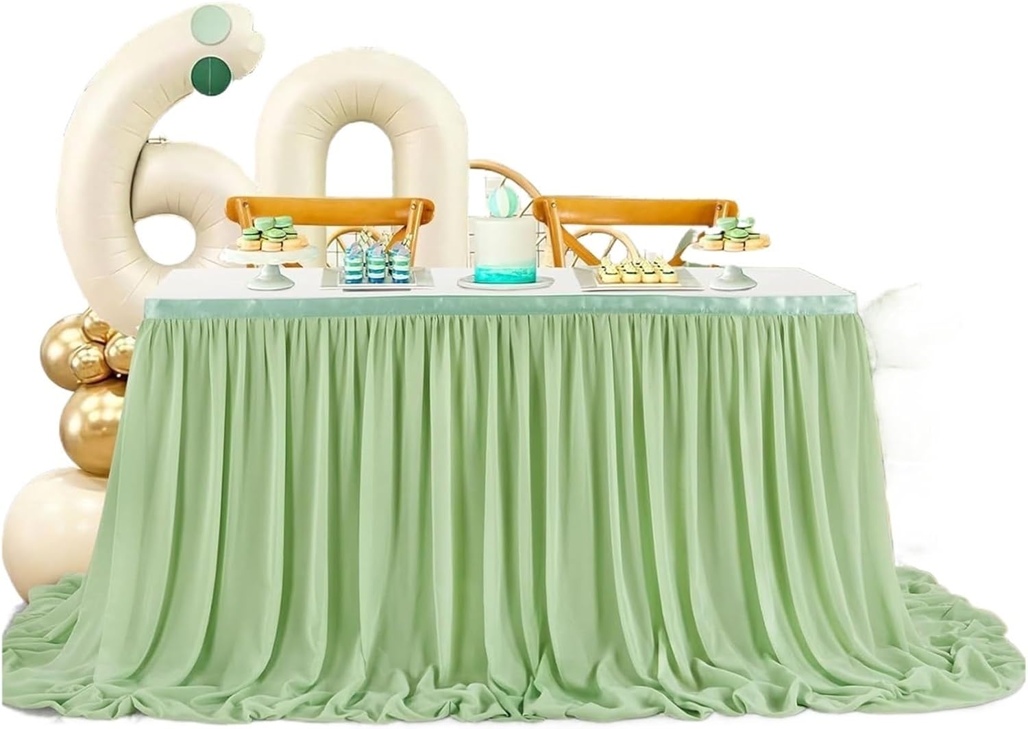 Party Table Skirt， Table Skirt Party Birthday Pleated Dessert Tablecloth Cover Wedding Dining Table Decor for Wedding, Birthday, Party, Bar, Prom(Deep Green,14FT-78X427CM)