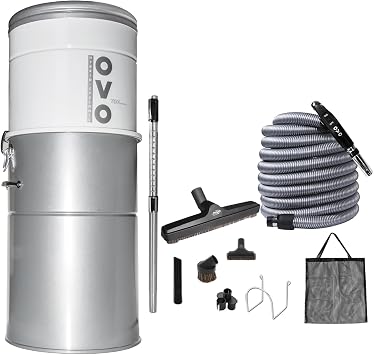 OVO Heavy Duty Powerful Central Vacuum System, Hybrid Filtration with or Without Disposable Bags 35L or 9.25Gal, 750 Airwatts with 40ft Deluxe Accessory kit Included
