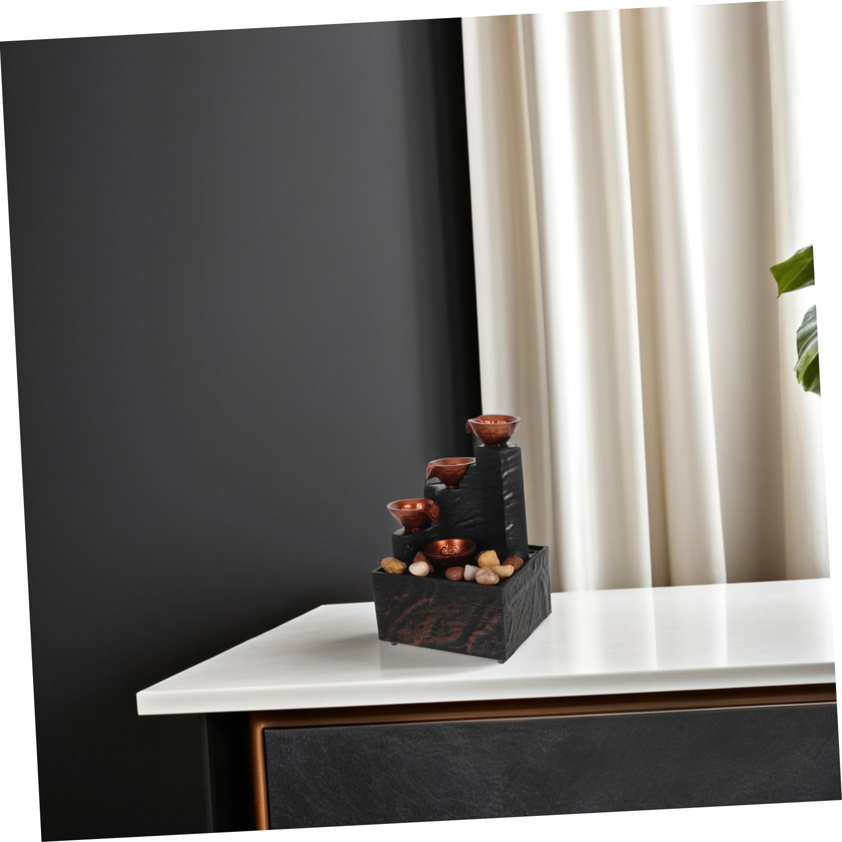 YARNOW Fuente de Agua de Escritorio para Interior con Luces LED Suaves y Carga USB, Cascada Compacta para Dormitorio y Oficina