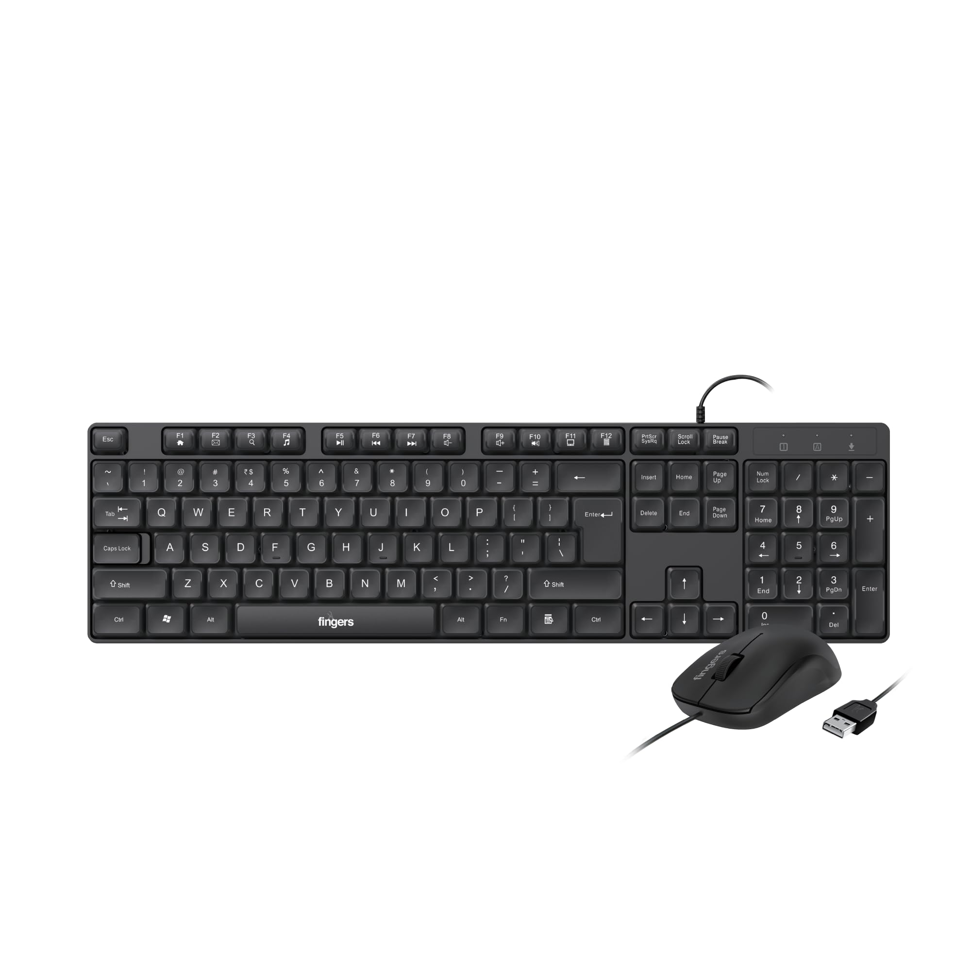 fingers marvelcombo2 wired keyboard & mouse combo with plug & play setup | full sized keyboard | 1200 dpi mouse | 12 dedicated multimedia shortcut keys | 1.5 m cable long