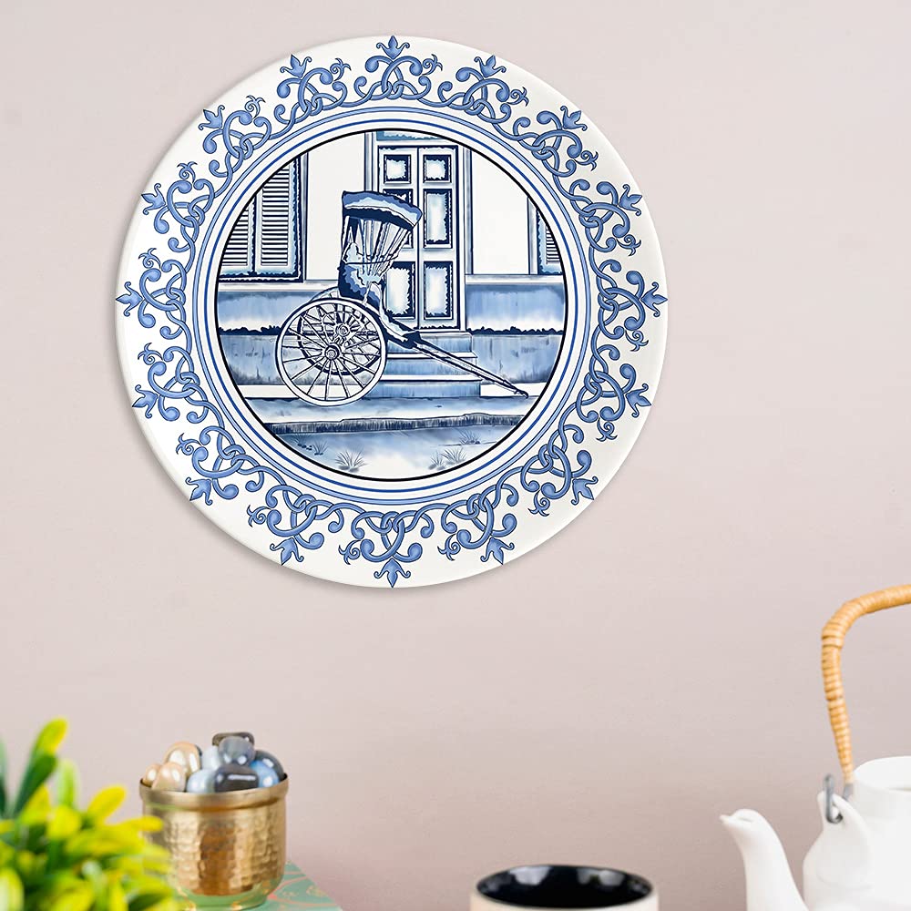 Vintage Blue Pottery Wall Plate - Handcrafted Home Decor -2 Vintage Blue Pottery Wall Plate - Handcrafted Home Decor -2
