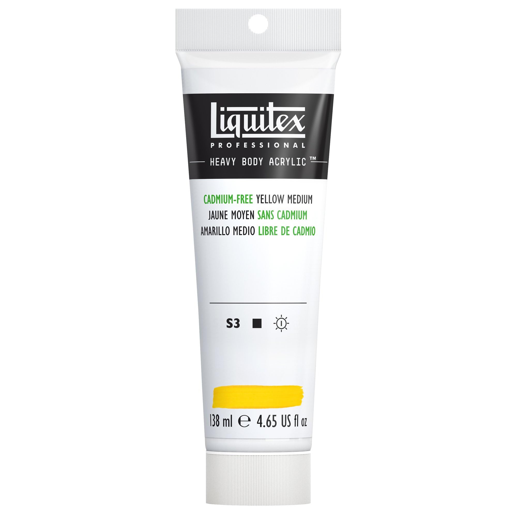 Liquitex 1138890 Professional Heavy Body Acrylfarbe in Künstlerqualität mit ausgezeichneter Lichtechtheit in buttriger Konsistenz, 138ml Tube - Kadmiumfrei Gelb mittel