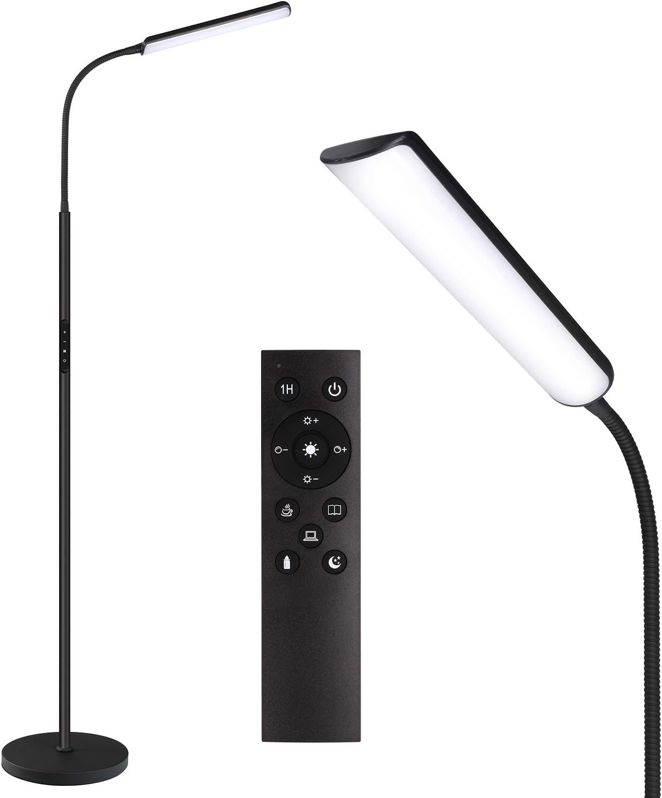 Dimunt LED Floor Lamp, Bright 15W Floor Lamps for Living Room with 1H Timer, Stepless Adjustable 3000K-6000K Colors & Brightness Standing Lamp with Remote & Touch Control Reading Floor Lamps