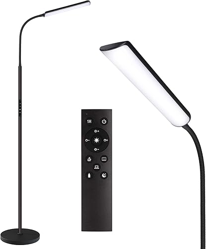 Dimunt - Lámpara de pie LED, brillante, de 15 vatios, para sala de estar, con temporizador de 1 hora, con color y brillo ajustable a 3000-6000 K,
