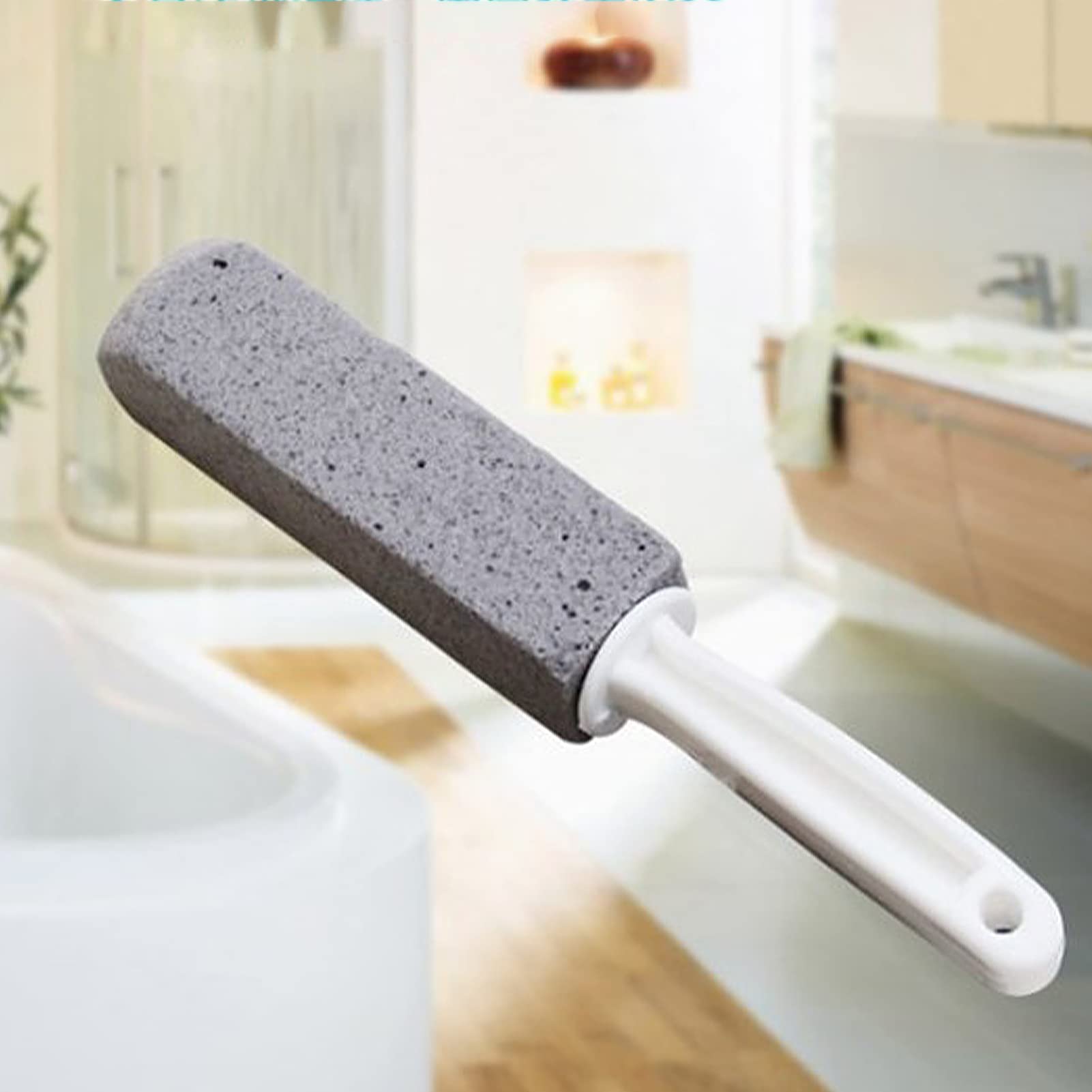 2PCS Pumice Stone Toilet Bowl Cleaner, Toilet Bowl Pumice Stone Efficient Toilet Bowl Cleaner Brush with Curved Pp Handlee for Tiles BBQ Grills
