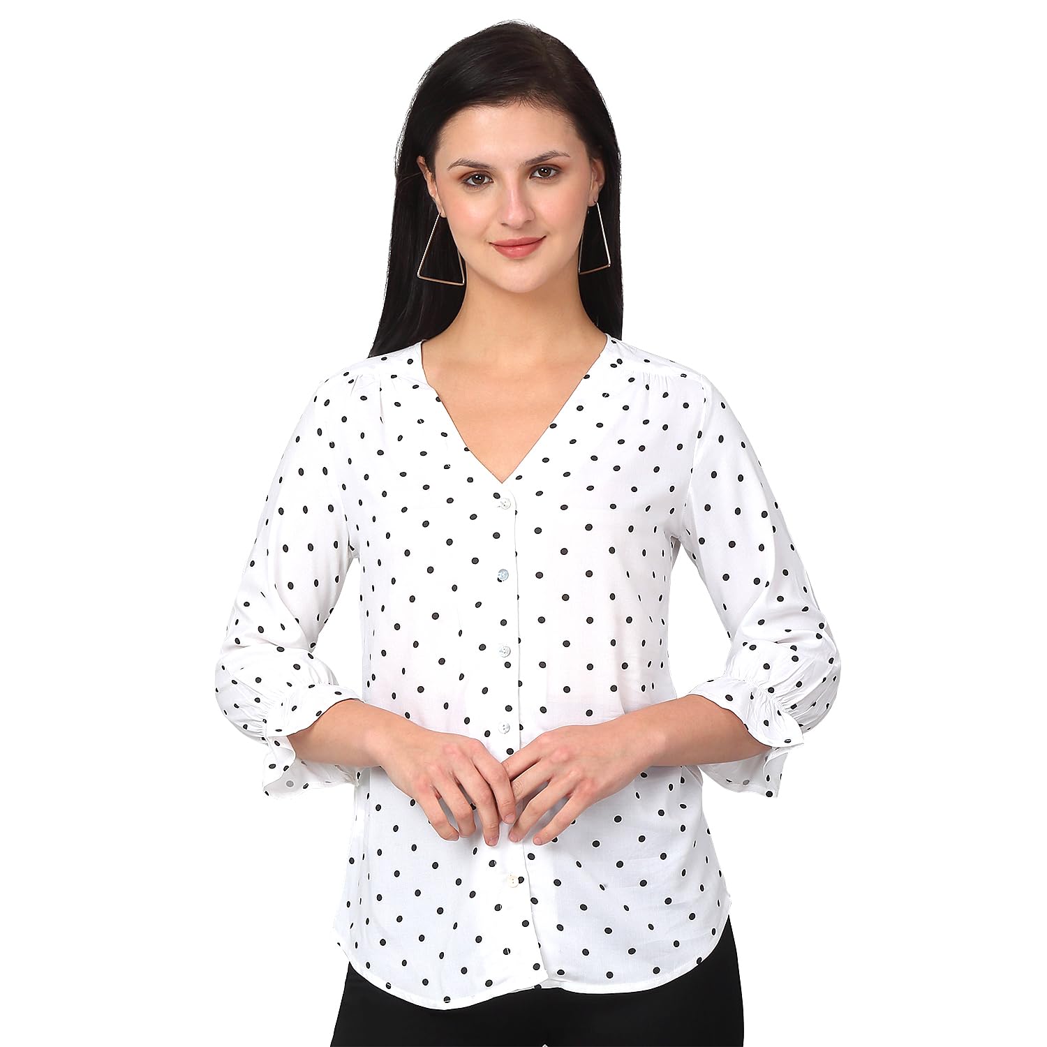 Polka-Dot Viscose Rayon 3/4th Sleeve Casual Top for Women | Viscose Rayon Casual Top for Women | Casual Wear Top for Women (P_LTOP00053)-image-16