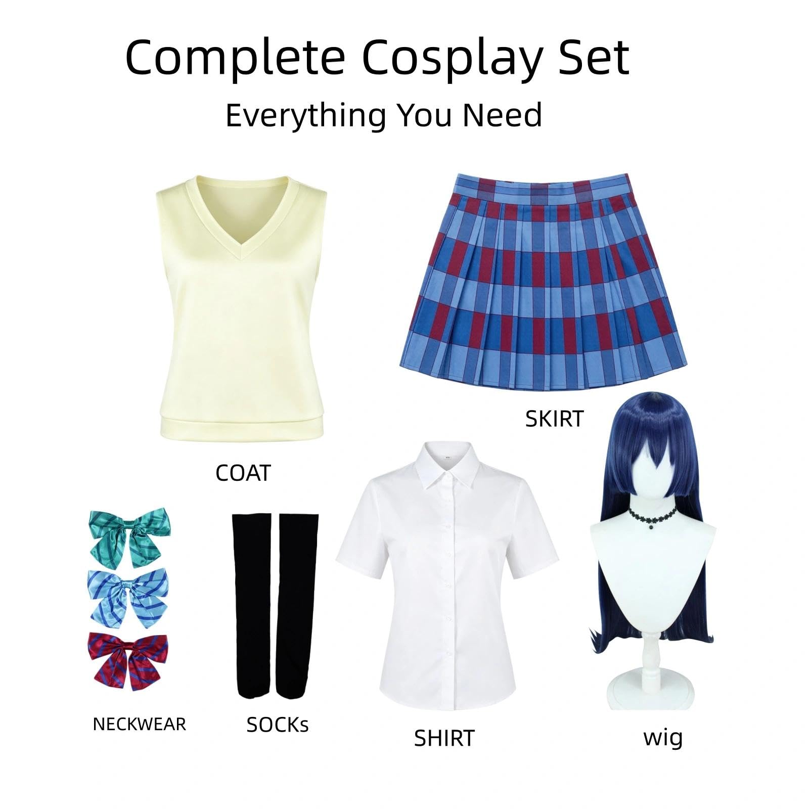 Halloween Kostüm für Erwachsene, Karneval Rollenspiel Cosplay Komplettset – Umi Sonoda Stil