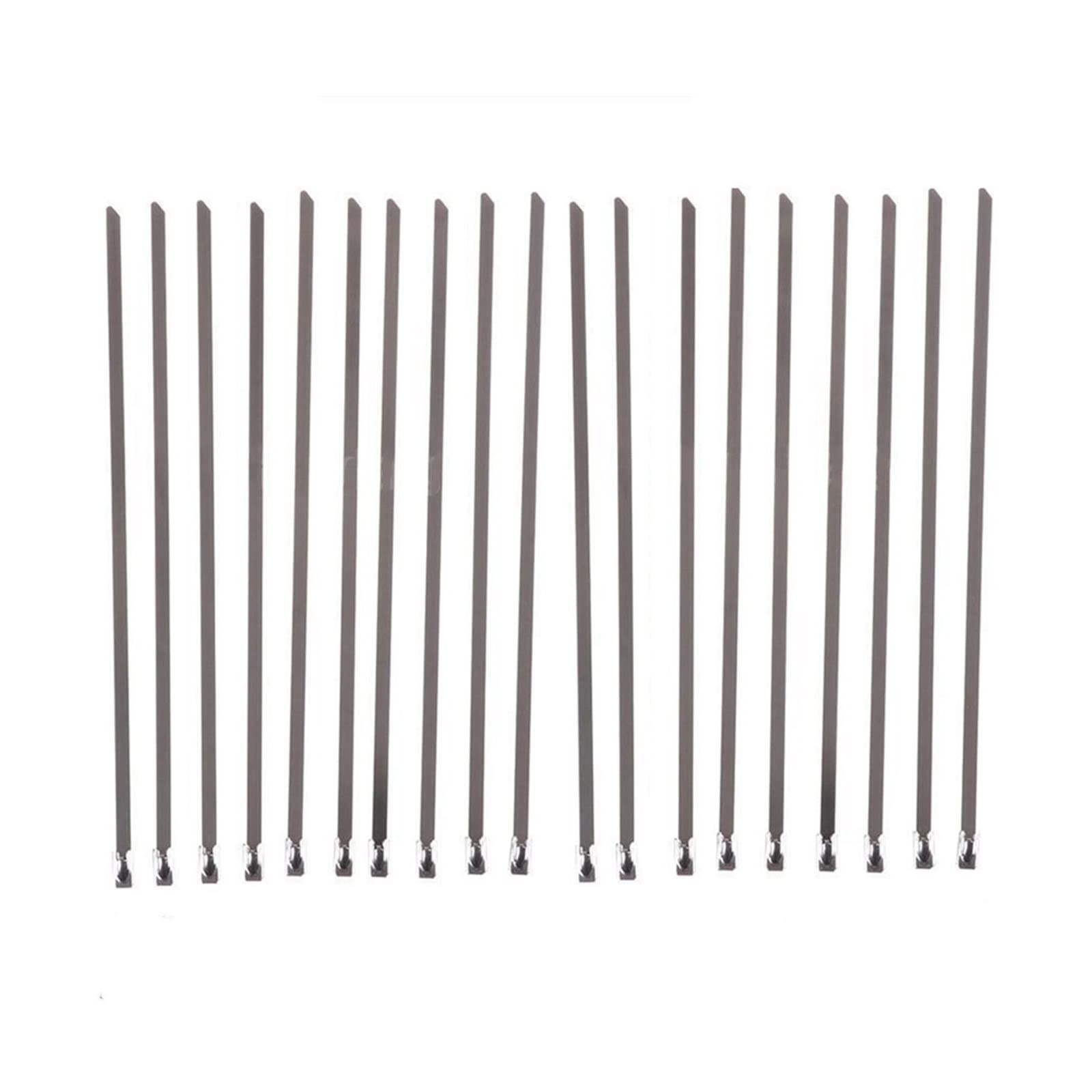 RWRAPS Fascette per Cavi in Acciaio Inossidabile da 20 Pezzi Fascette per Cavi autobloccanti da 4,6 mm Fascette per Cavi in Metallo (Colore: Argento, Dimensioni: 300mm) (Argento 200mm)