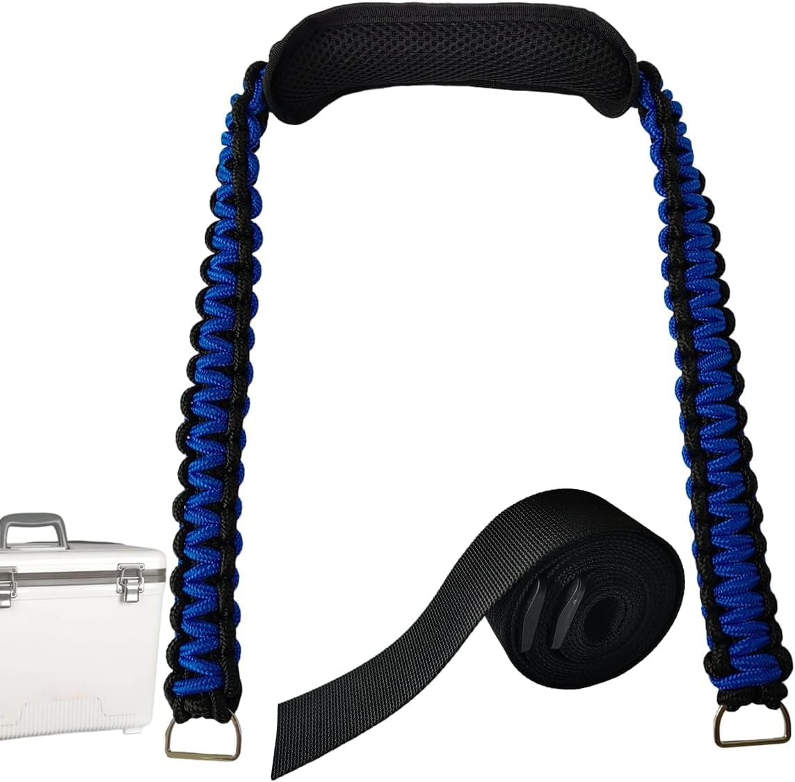 Upgrade Cooler Strap for Engel-13qt and 19qt, Adjustable Shoulder Harness and Buckles, Black and Blue Weave Design, Cooler Accessories,Heavy-Duty Carry System
