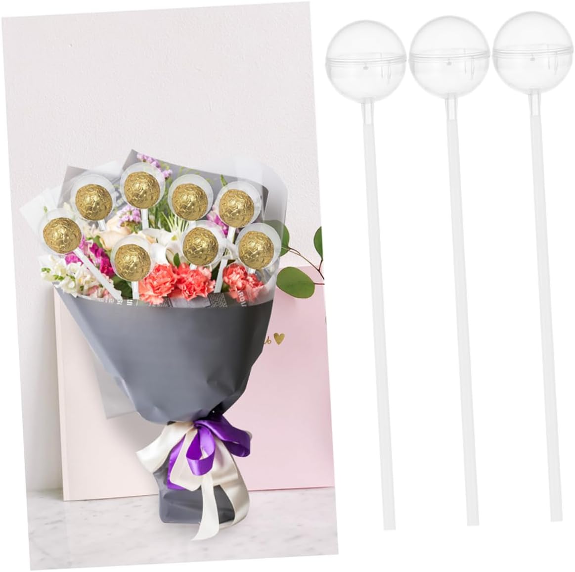 SHOWERORO 50pcs Chocolate Flower Holder Set Candy Packaging for Weddings and Parties Elegant Design for Floral Displays and Chocolate Presentation
