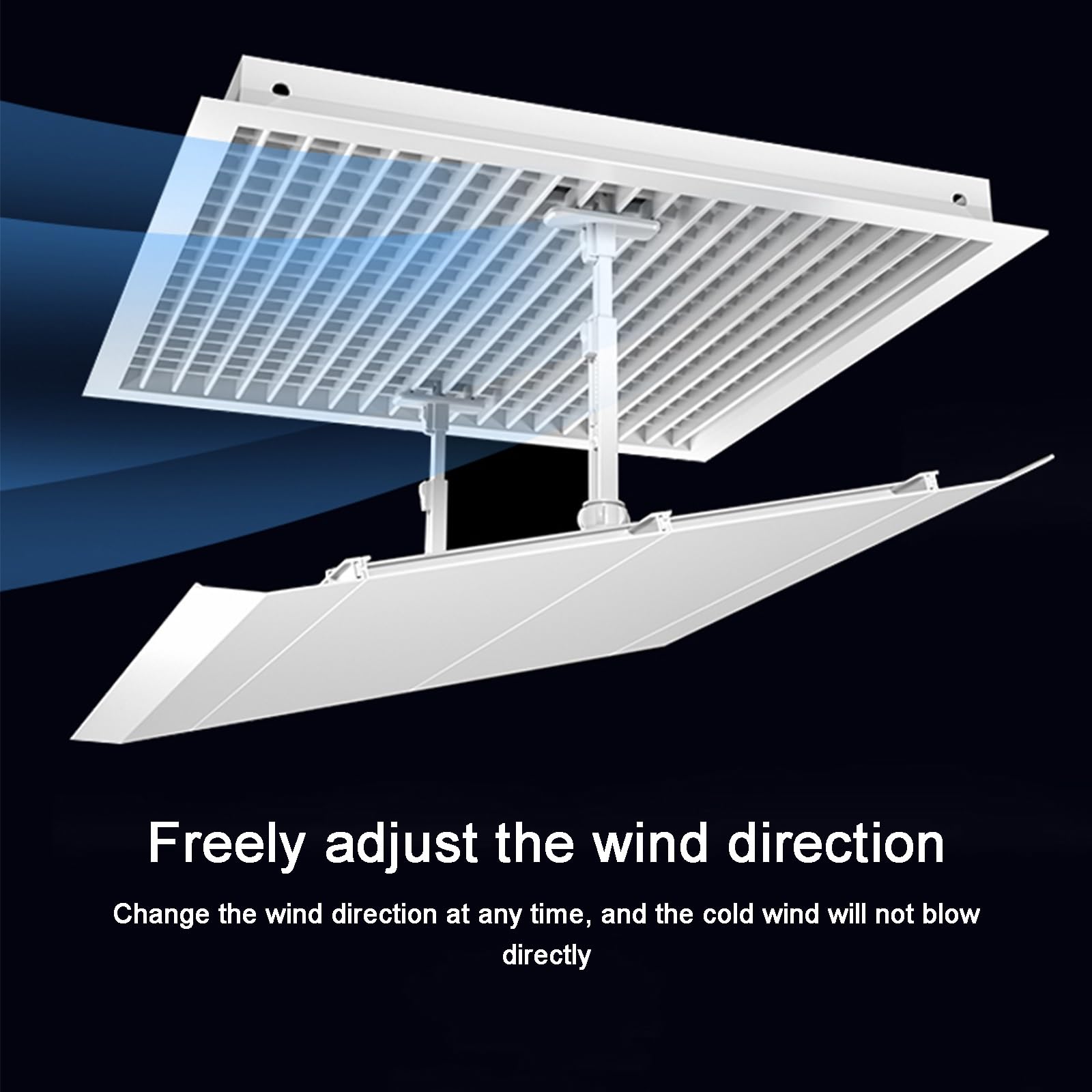 Piastra di guida per deflettore dell'aria da soffitto, deviatore quadrato per ufficio, deviatore regolabile per bocchetta dell'aria bianca (60 x 60 cm)