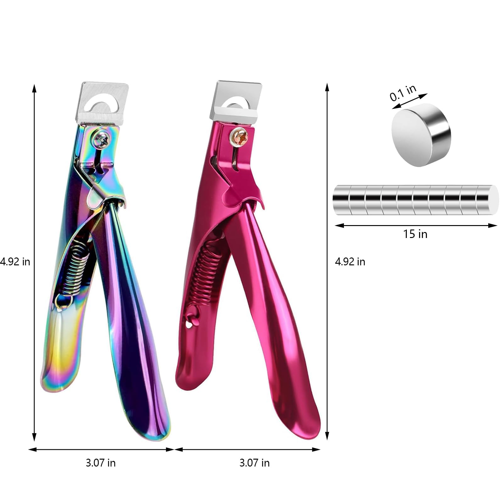 Lot de 2 coupe-ongles en acier inoxydable et acrylique avec aimants, coupe-ongles professionnel de haute précision pour nail art, salon à domicile