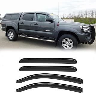 STARTSHIP 94056 Side Window Wind Deflector,4pc Outside Mount Style Shade Sun Rain Guards Set,Nice Window Visor fit for 2005-2015 Toyota Tacoma Double/Crew Cab with 4 Full Size Doors