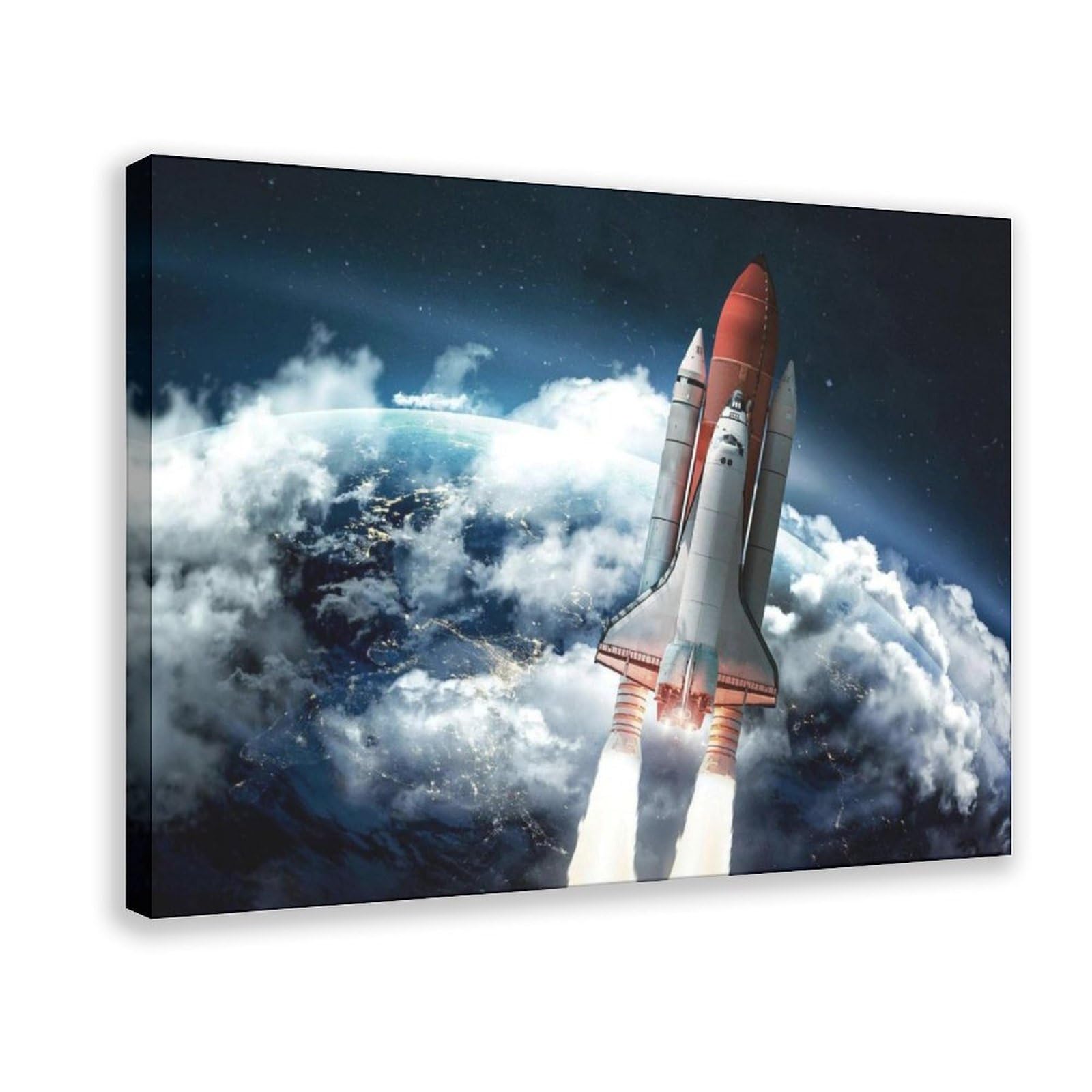Qnvjqkdsi Frame Space Shuttle Orbit Planet Poster Canvas Poster Bedroom Decor Landscape Office Room Decor Gift 8" L X 12" W