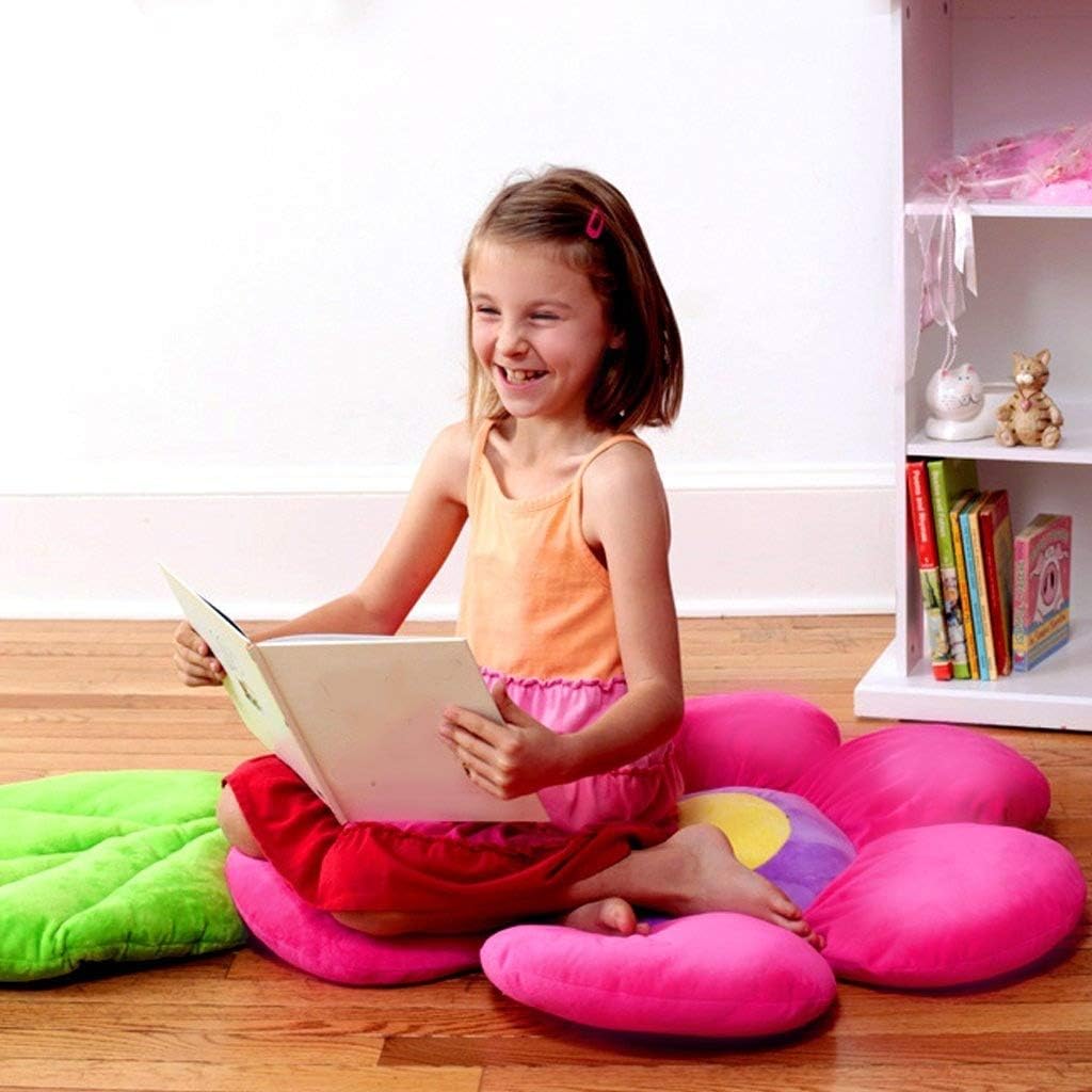 Flower Pillow to be Used as Floor Pillow or Decorative Pillow - Adorable Daisy Flower Shape and Color Pink - Large, Soft and Cozy Pillow for Floor Sitting, Playtents, Girls Bedroom Decor