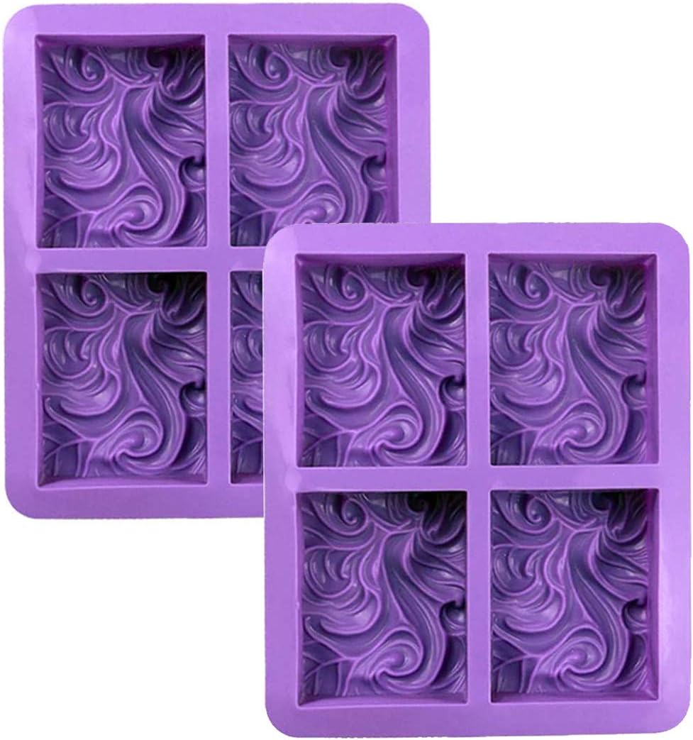 Ocean Wave Soap Mold Sea Wave Silicone Cake Baking Pan Jelly Pudding Mousse Mold Nautical Handmade Cloud Cold Process Soap Mold, 3.5 Oz Cavities, 4 Bars, Set of 2