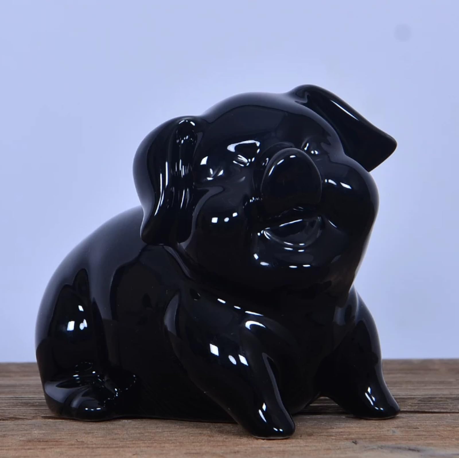 Statuetta in ceramica di maiale nero scultura di animale ornamento in ceramica arte decorazione per hotel casa ufficio regalo di nozze