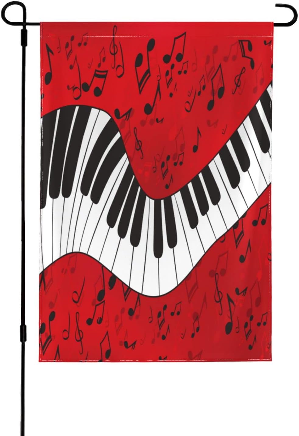 Piano Keyboard Garden Flag Music Note Vertical Double