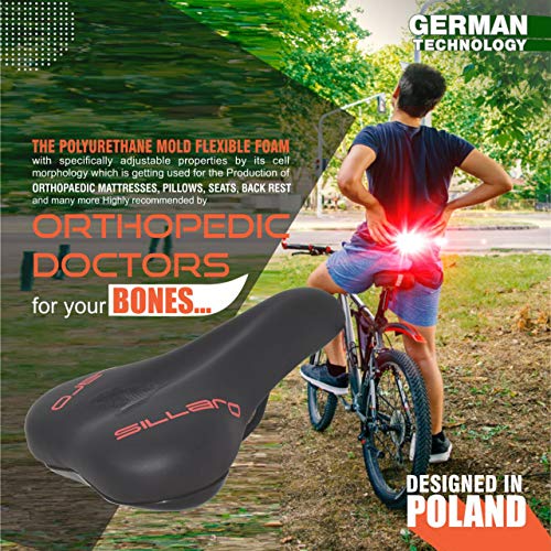 Image of Spin Bike Seat Saddles Comfortable Bicycles Seat PU Foam Padded Bicycle Saddle - Dual Shock Absorbing Airflow System Waterproof Universal Fit for Indoor /Outdoor Bikes Men Women (H-Black & Orange)