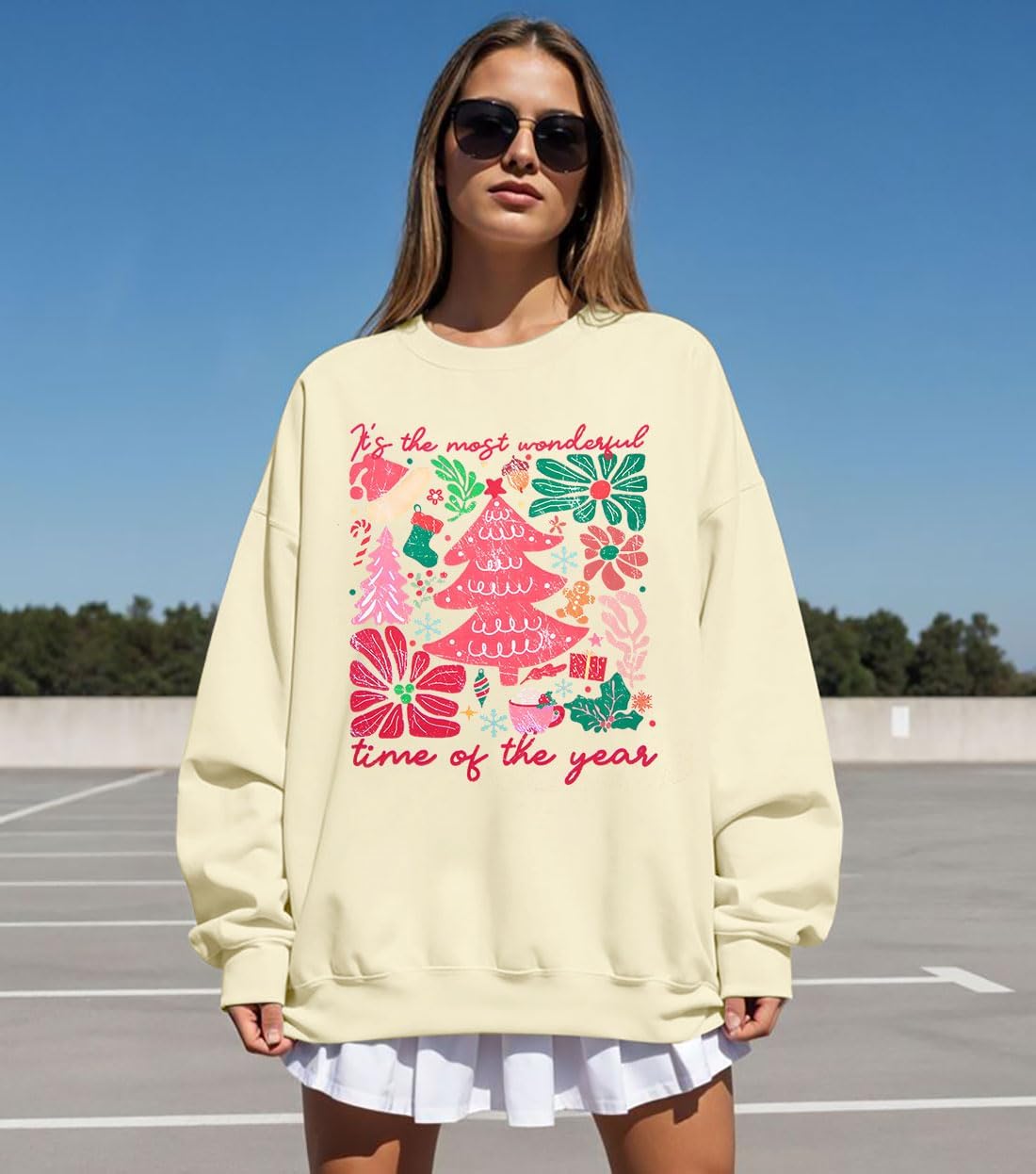 ASTANFY Merry Christmas Sweatshirts For Women: Christmas Tree Graphic Sweatshirts Grinch Long Sleeve Shirt - Image 2