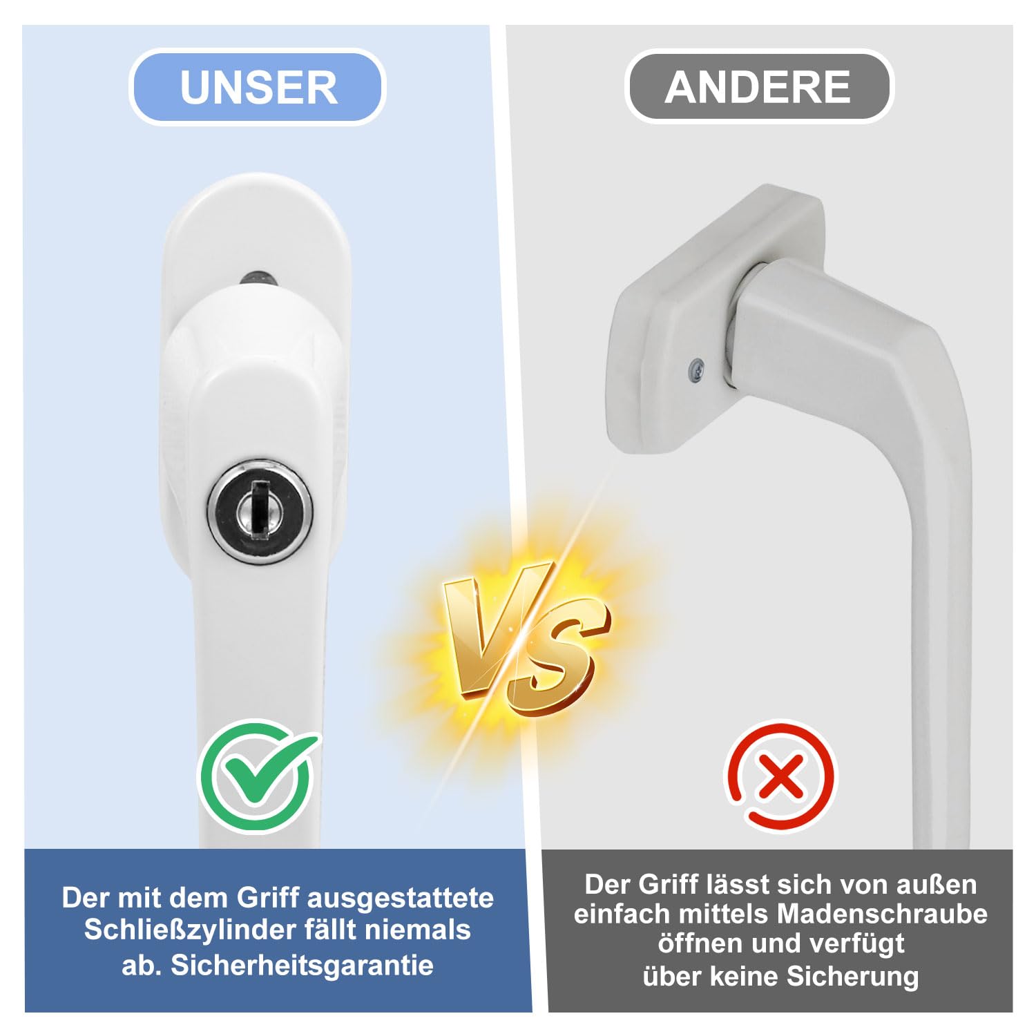 Abschließbare Fenstergriff Aluminium 12 Stück Fenstergriffe Kindersicherung Fenstersicherung mit Schloss mit 24 Gleichen Schlüsselpaaren(Weiß)