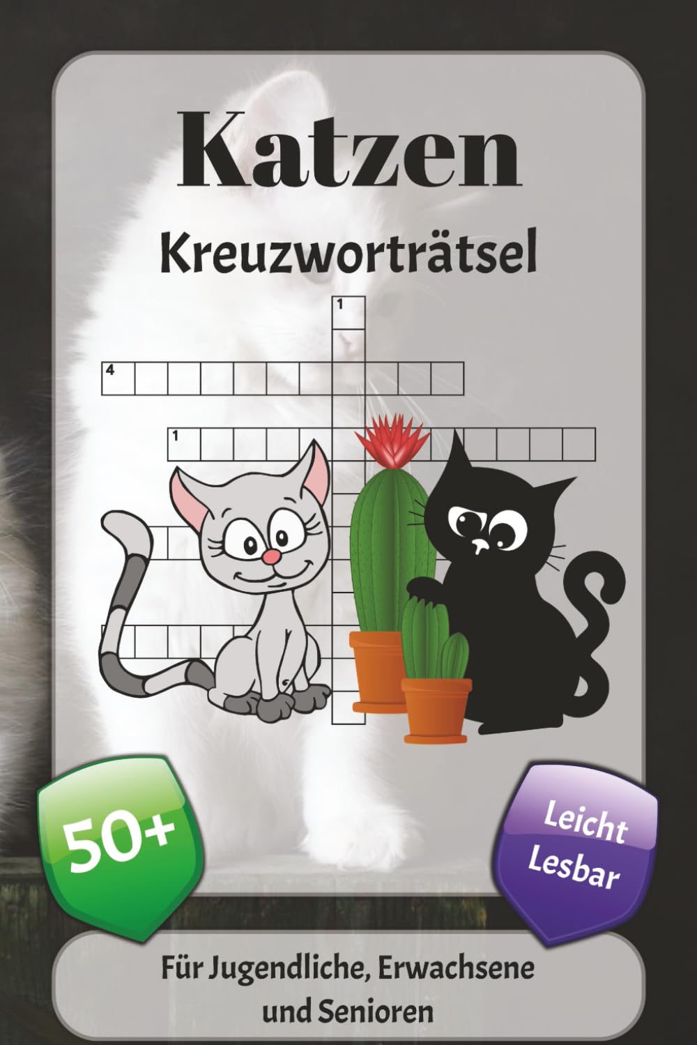 Katzen Kreuzworträtsel: Kreuzworträtsel mit leicht lesbarer Schrift über Hauskatzen, Wildkatzen, Wildtiere und mehr | 6x9 Zoll, 120 Seiten | über 50 ... … Geschenk für Urlaub, Ferien und Entspannung