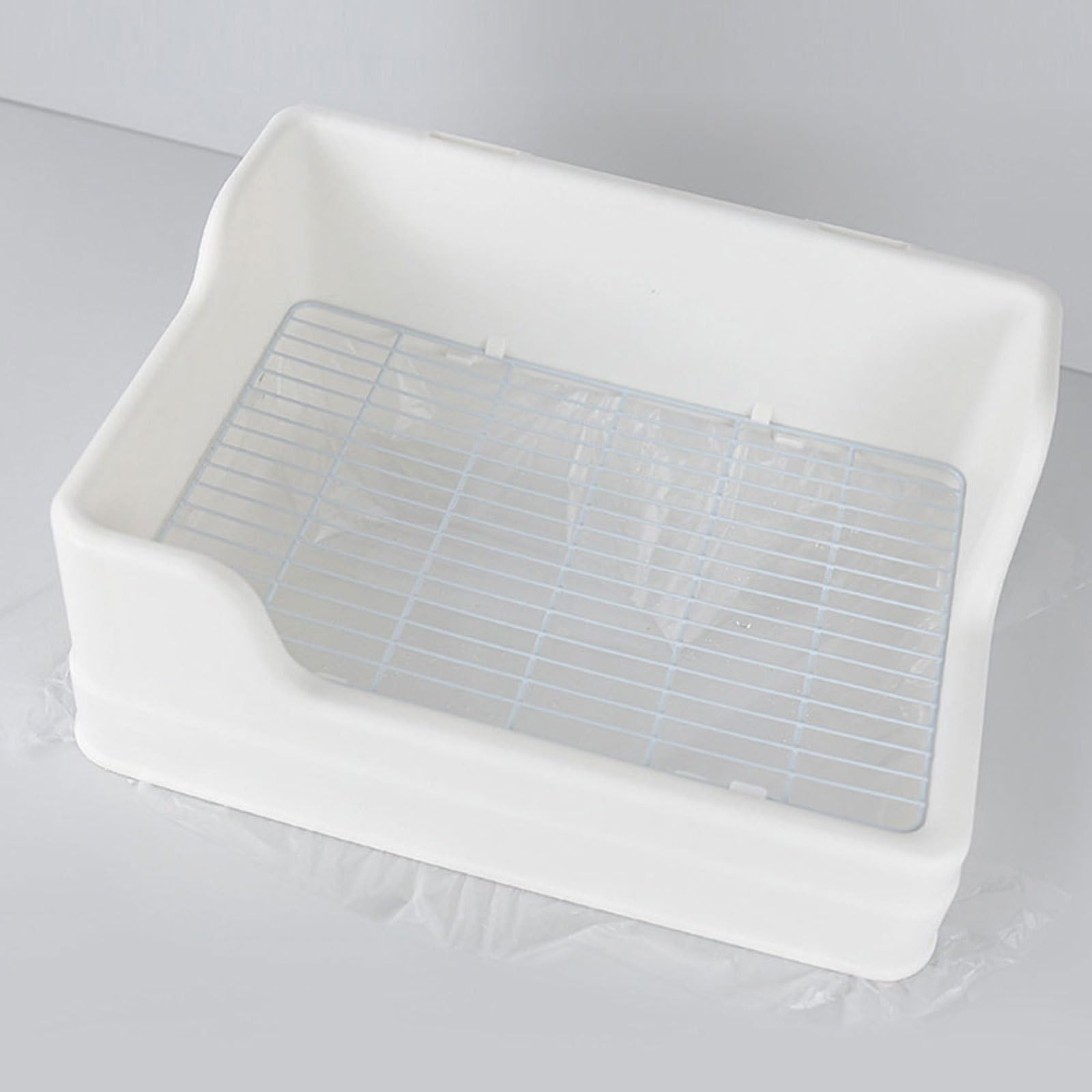 VILLCASE Lettiera per Coniglio Bianco Design Separato a Parti in Plastico Facile da Pulire Ingresso Basso per Animali Domestici Piccoli Come Criceti e Conigli
