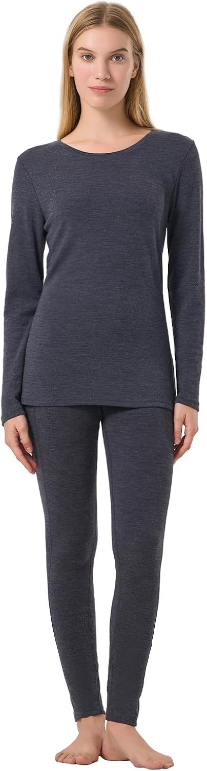 Merino Protect 100% Merino Wool Base Layer Womens Set Thermals Odor Resistance Underwear For Cold Weather