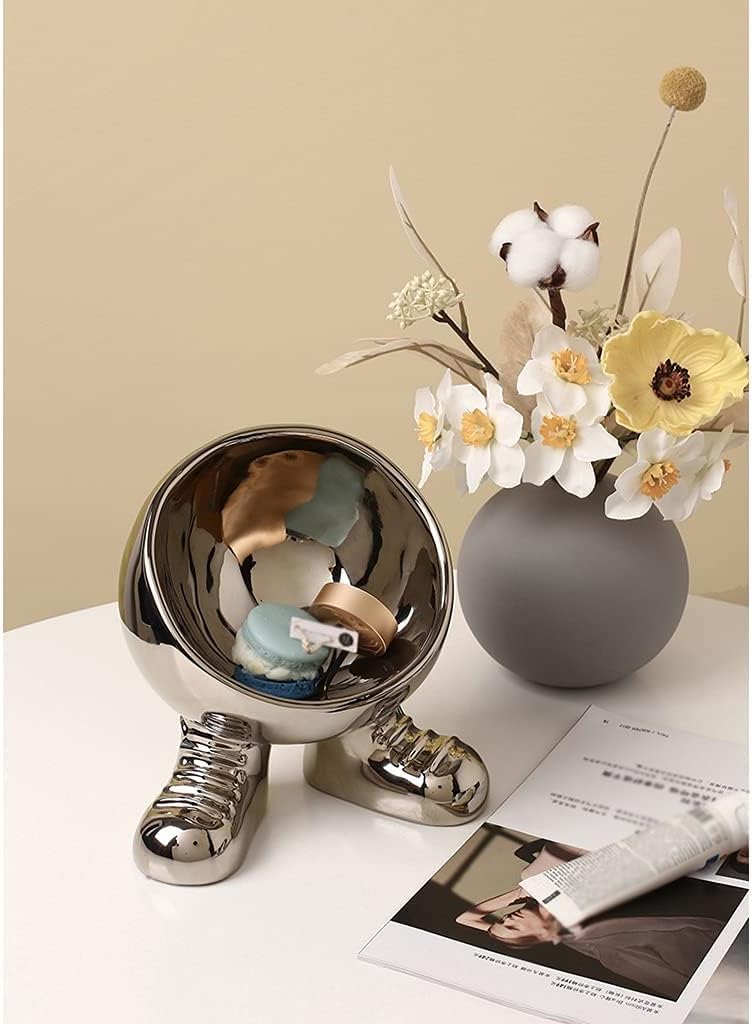 Key Bowl Coffee Table Decor Decorative Trays Jewelry Organizer Tray Creative Living Room Decoration Shoe Cabinet Ornaments Key Phone Change Watches Candy Tray (Size : Silver a)