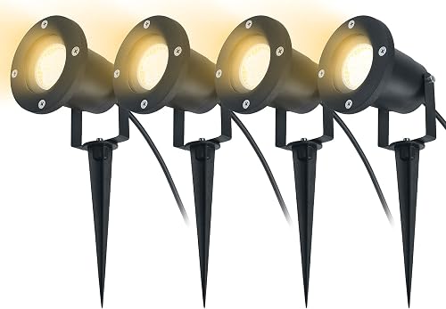 Aufun 4x 3W Spot LED Extérieur, avec piquet de terre, Lum…