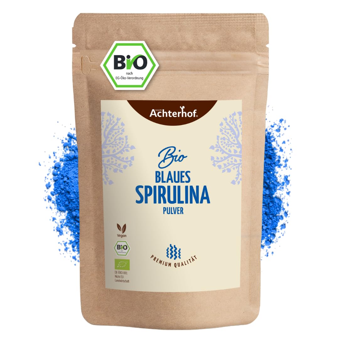Blaues Bio Spirulina Pulver 100g | hochkonzentriertes Superfood aus der Spirulina-Alge | 100% vegan & naturrein | schonend verarbeitet | proteinreich | Achterhof