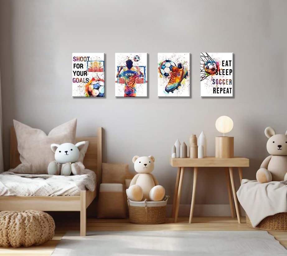 Framed Graffiti Soccer Canvas Wall Art,Soccer Wall Decor,Inspirational Sports Paintings Soccer Gifts Wall Decor Prints for Teen Boys Room Kids Playroom Bedroom 8"x10" Framed - Image 2