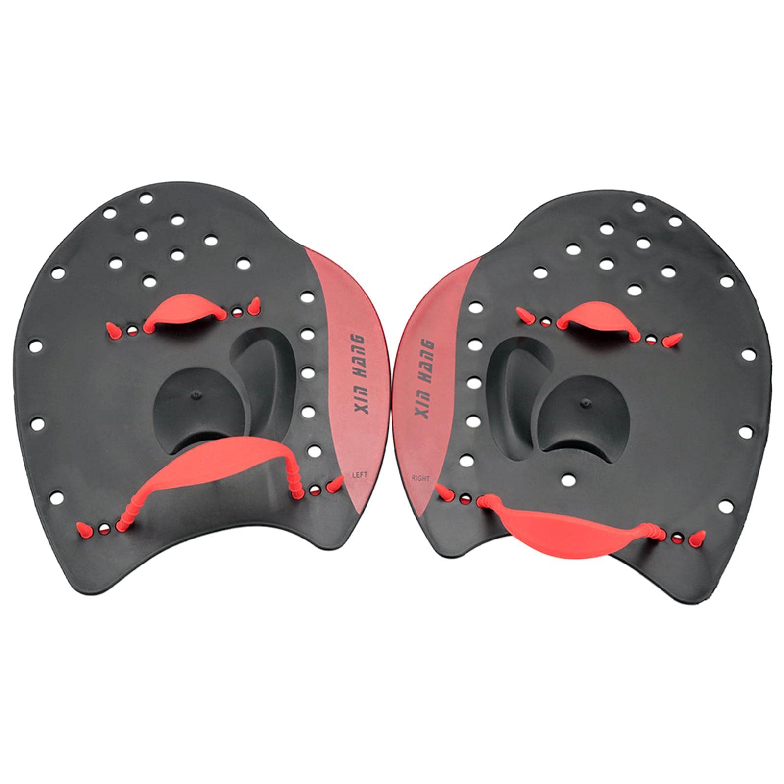Lot de 3 pagaies plates professionnelles pour entraînement de natation Rouge Taille L