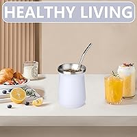 Vista 6 de Mate Cup - Taza de acero inoxidable para yerba mate, 8 onzas, juego de calabaza de yerba mate, taza de té de doble pared con popote y cepillo