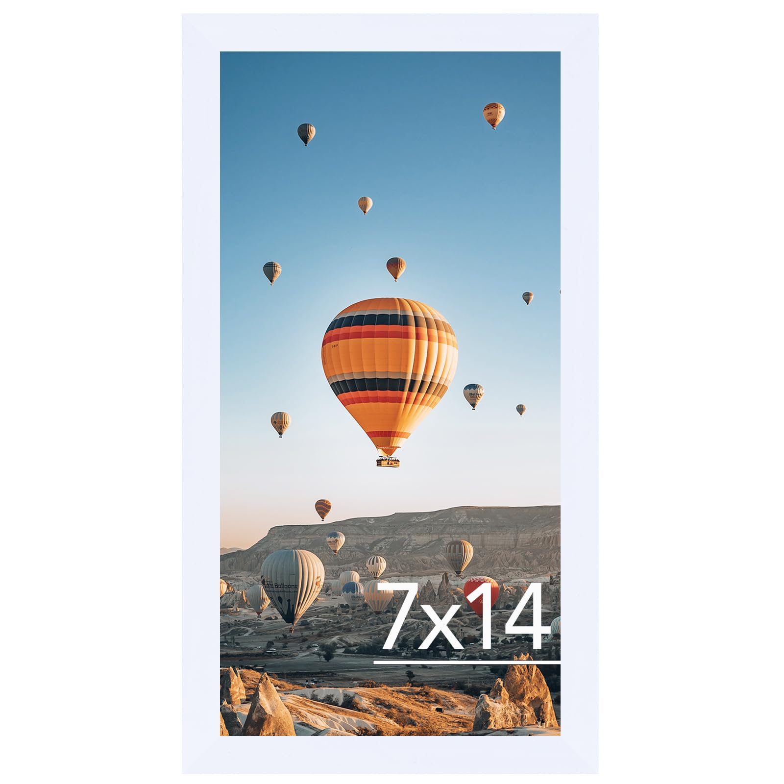 JCJMY 7x14 Picture Frame White for Wall Hanging or Tabletop, Wall Mounting Horizontally or Vertically, 7 x 14 Wall Gallery Poster Photo Frame with Shatter Resistant Plexiglass, White
