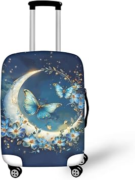 Bigcardesigns Blue Butterfly Luggage Cover for Travel Women Girls Elastic Luggage Protector Fit 22-25 Inch,Butterfly Suitcase Cover Washable Baggage Sleeve Cover