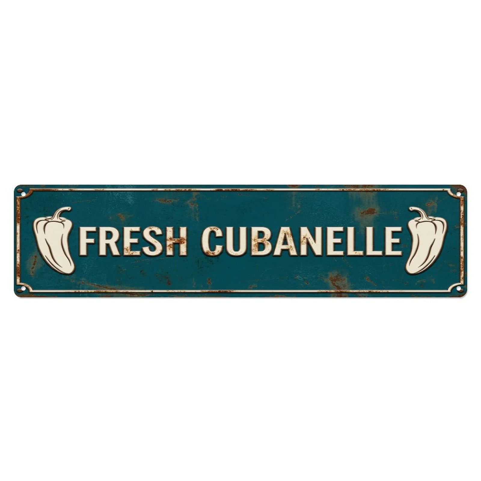 FRESH CUBANELLE Vintage Pepper Rustic Farmhouse Metal Tin Sign