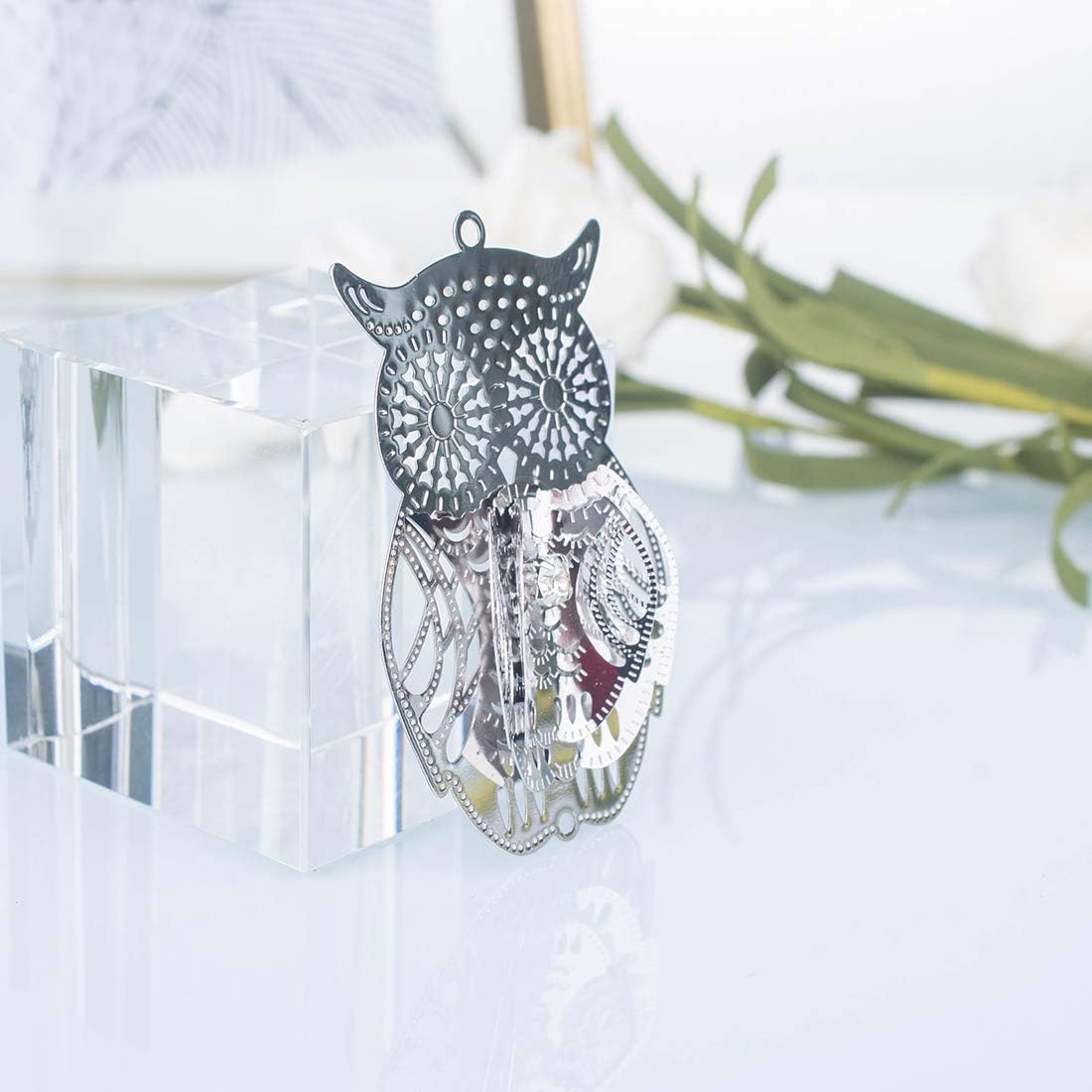 longsheng 10pcs Silver Owl Hanging Suncatcher DIY Metal Parts Hand-Crafts - Image 3