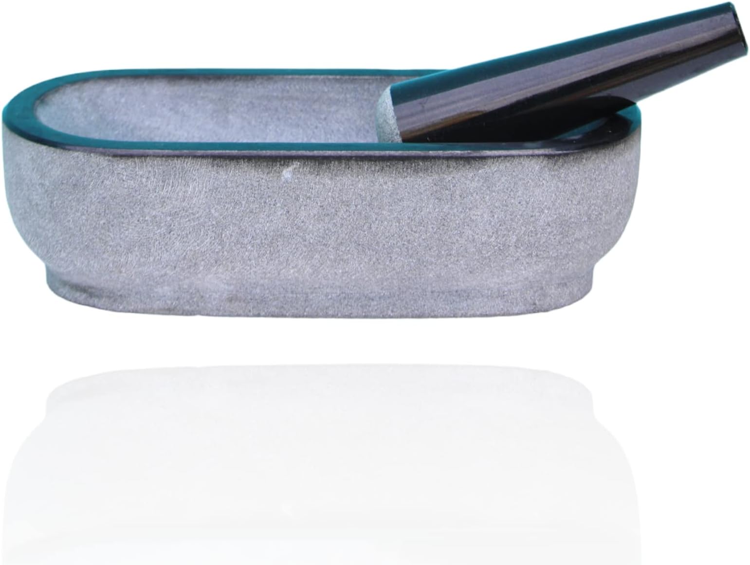 MYNAKSHA Pure Granite Stone Mortar and Pestle Set, Kalvam,kharad, Masher Spice Mixer/Okhli and musle/Kharal for Kitchen and medicine making (14 * 6 inch)