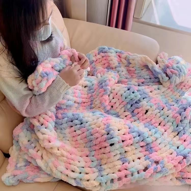 Chunky Strick-Chenille Garn 4 Stück 1000 g extra dickes Chiffon for DIY-Schal, Decke, Kissen, Katzenbett, Wollknäuel, handgestricktes Materialpaket(Color13)