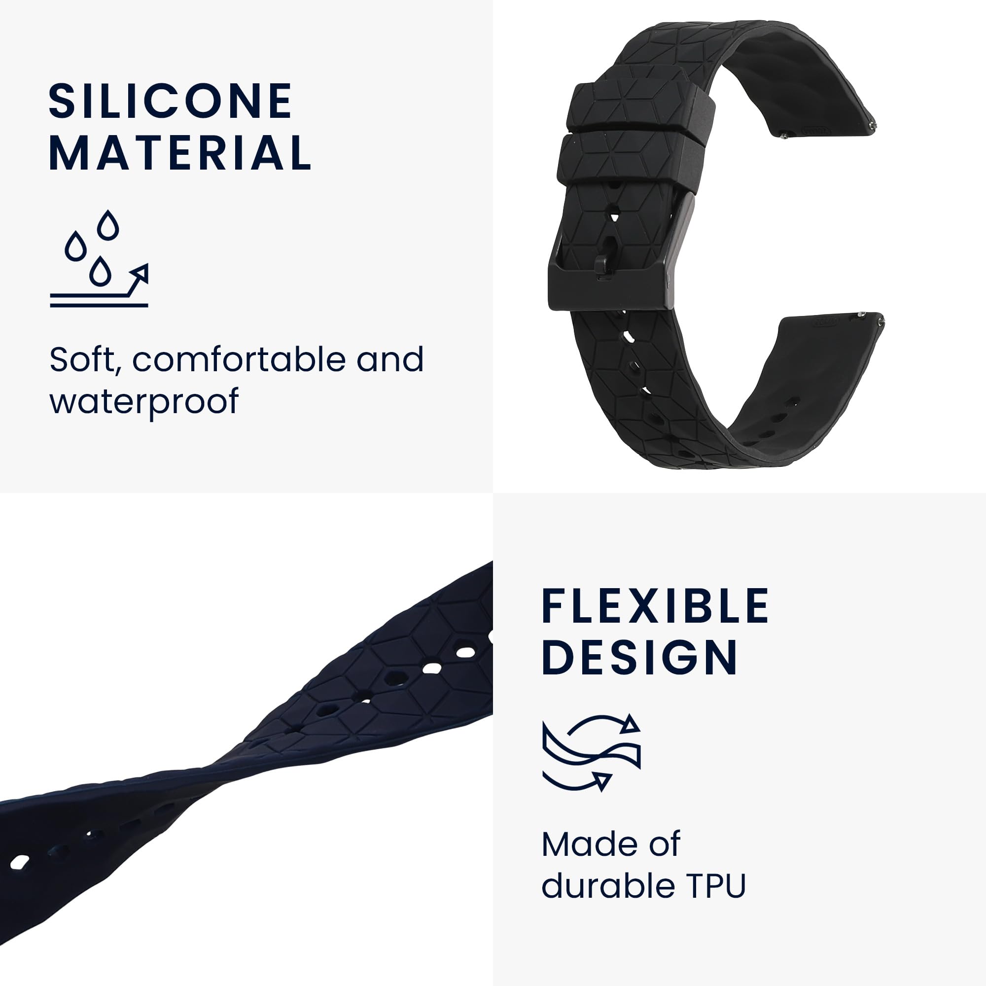 kwmobile 2x Straps for COROS PACE 2 / APEX (42mm) Watch Strap, Silicone Replacement Watch Strap Set - Image 3