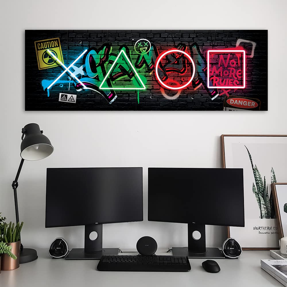 Feeby Cuadro en Lienzo Para Jugadores Videojuegos 150x50 cm XXL 1 Pieza Modernos Impresión Artística Calidad fotografica Imagen Decoración De Pared Salon Dormitorio Abstracto Gaming Play Multi