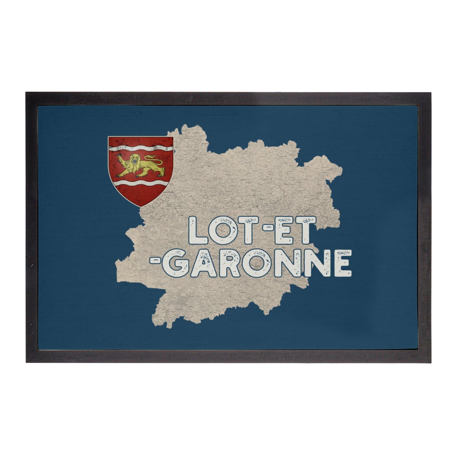 Paillasson Lot et Garonne 46 Agen 60x40cm - Tapis d'entrée carte ancienne Aquitaine