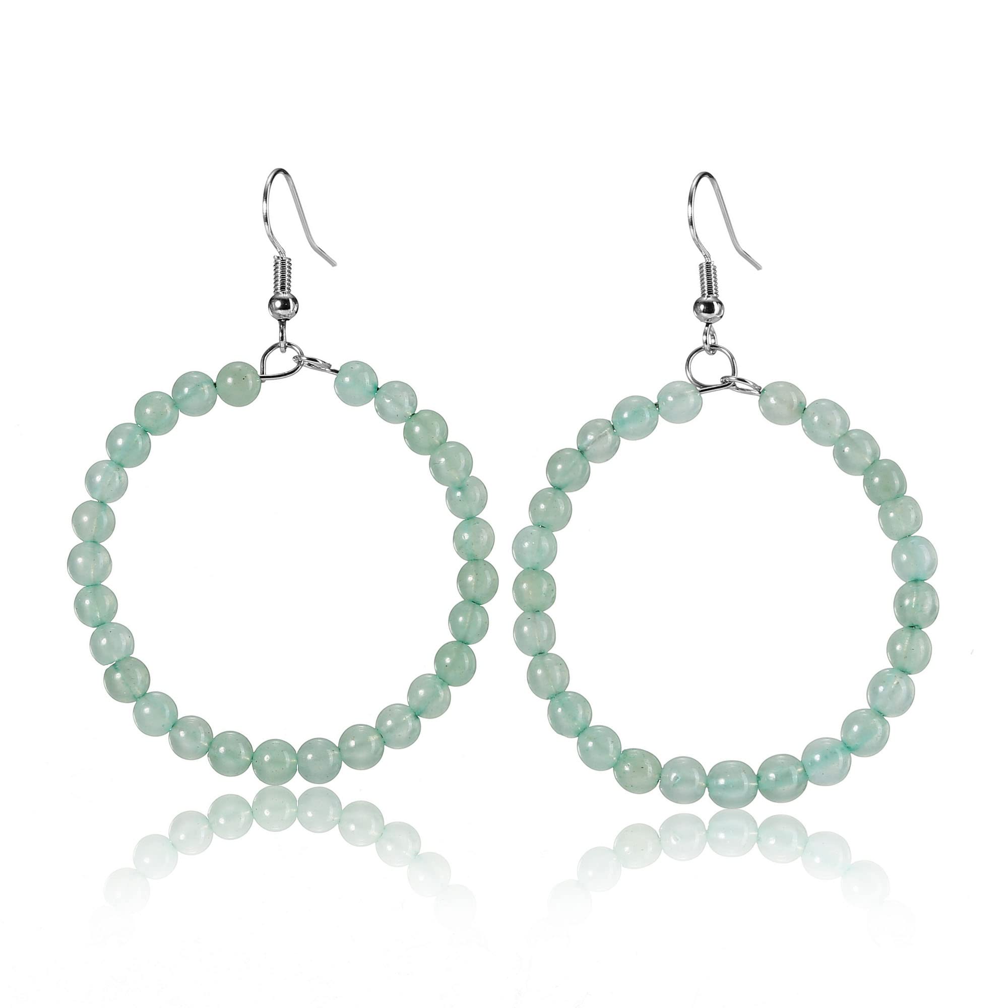 Jovivi Amethyst Rose Quartz Healing Crystals Beads Earrings Real Natural Stones Gemstone Hoop Dangle Earrings Reiki Quartz Jewelry for Women