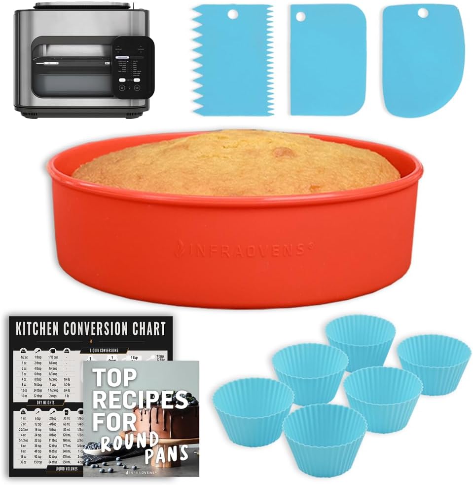 INFRAOVENS Baking Accessories for Ninja Combi All-in-One SFP701 Silicone Cake Pan, Reusable Cupcake Liners, Conversion Chart Air Fryer Set to Bake, Cook, Reheat in Outdoor Electric Oven