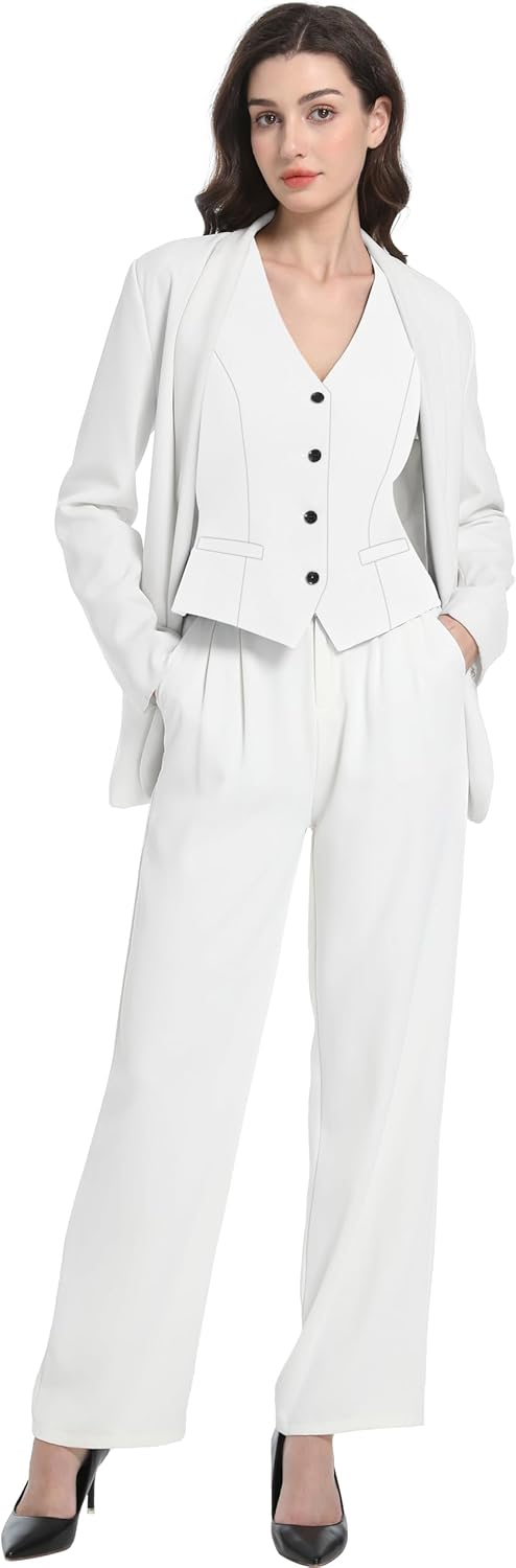 V VOCNI Waistcoat Vest for Women Racerback Button Up Fashiona Casual Dress Suit Vest Top - Image 6