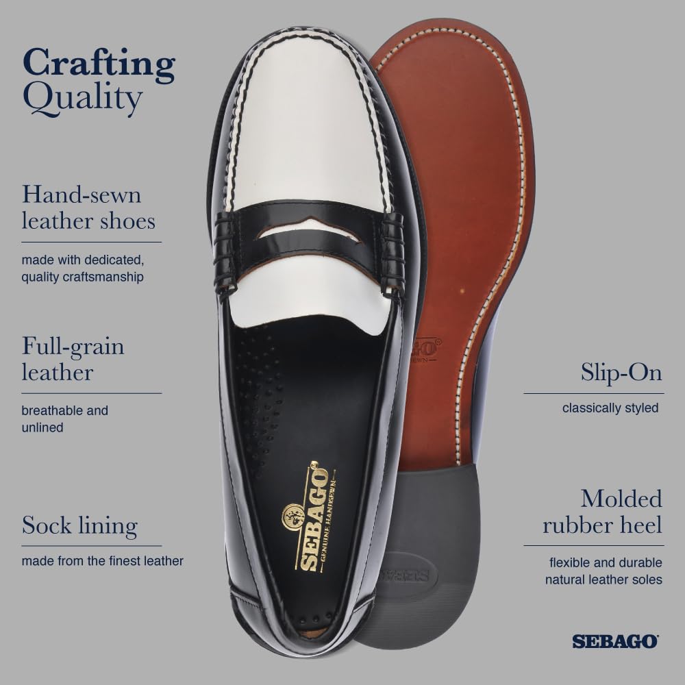 SEBAGO Classic Dan W Mocasín & Zapatos náuticos Mujeres Negro/Blanco Mocasín