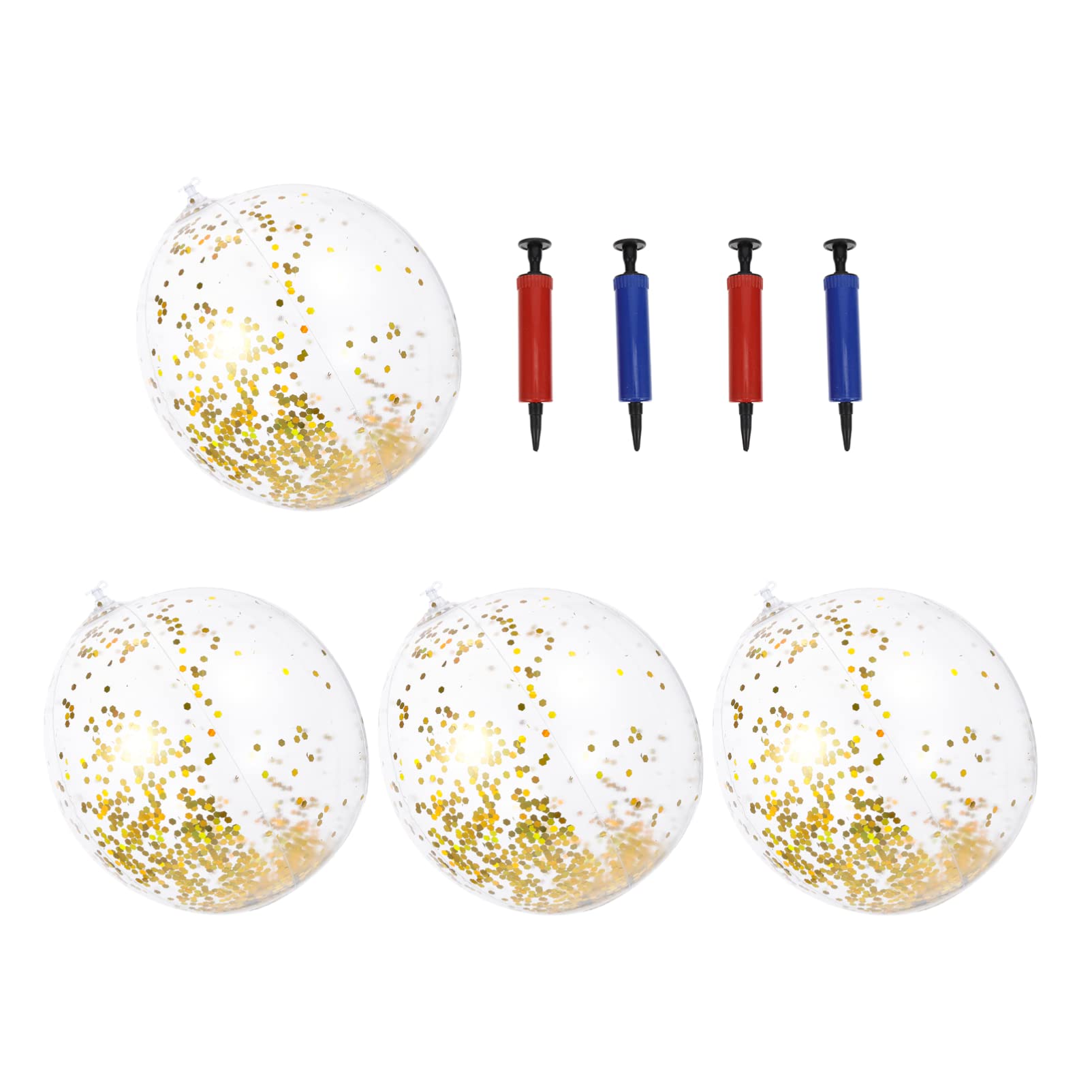 LIOOBO 4Pcs Glitter Confetti Inflatable Beach Balls Pool for Summer Fun Adults for Parties Swimming Pools Eye Catching Design