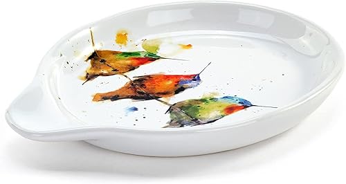 Miniatura 4 de DEMDACO Colibrí de acuarela en un alambre 6 x 4,5 cucharas de cerámica