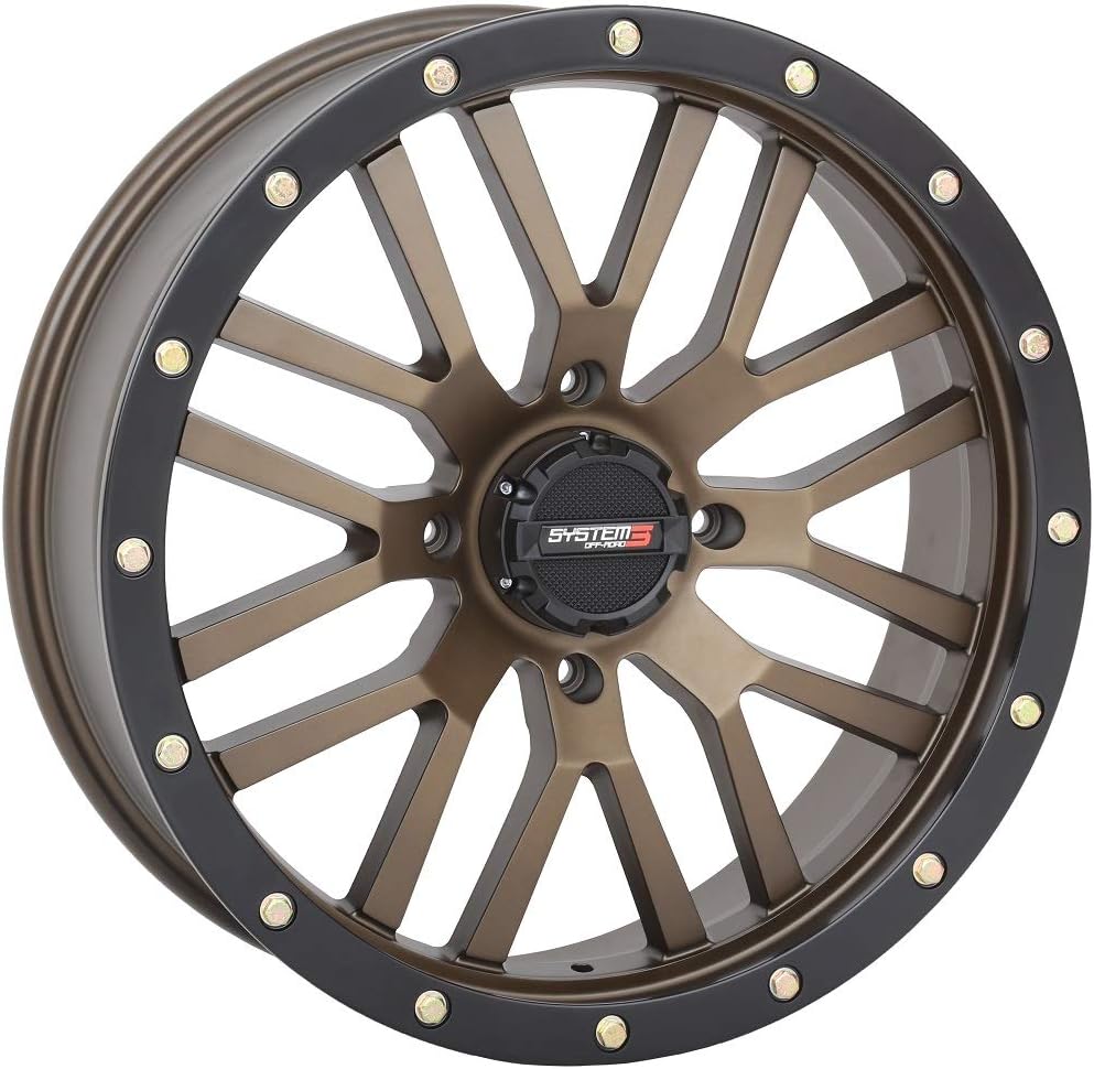 Bundle - 9 Items: System 3 ST-3 Bronze 20" Wheels 33" Bogger Tires [4x137 Bolt Pattern 10mmx1.25 Lug Kit]
